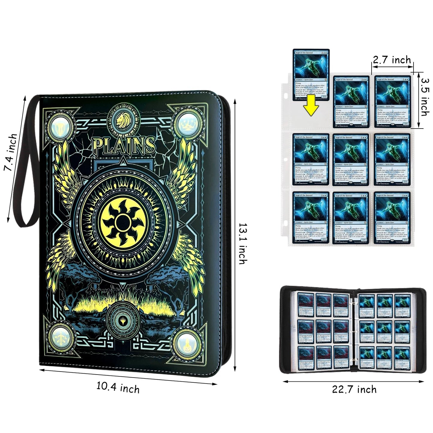 MTGPRO Trading Card Binder 9 Pocket Card Binder with Sleeves 720 Double Sided Pocket enhanced Collector Card Album Card Collection Folder for MTG TCG Yugioh Game Cards (Yellow)