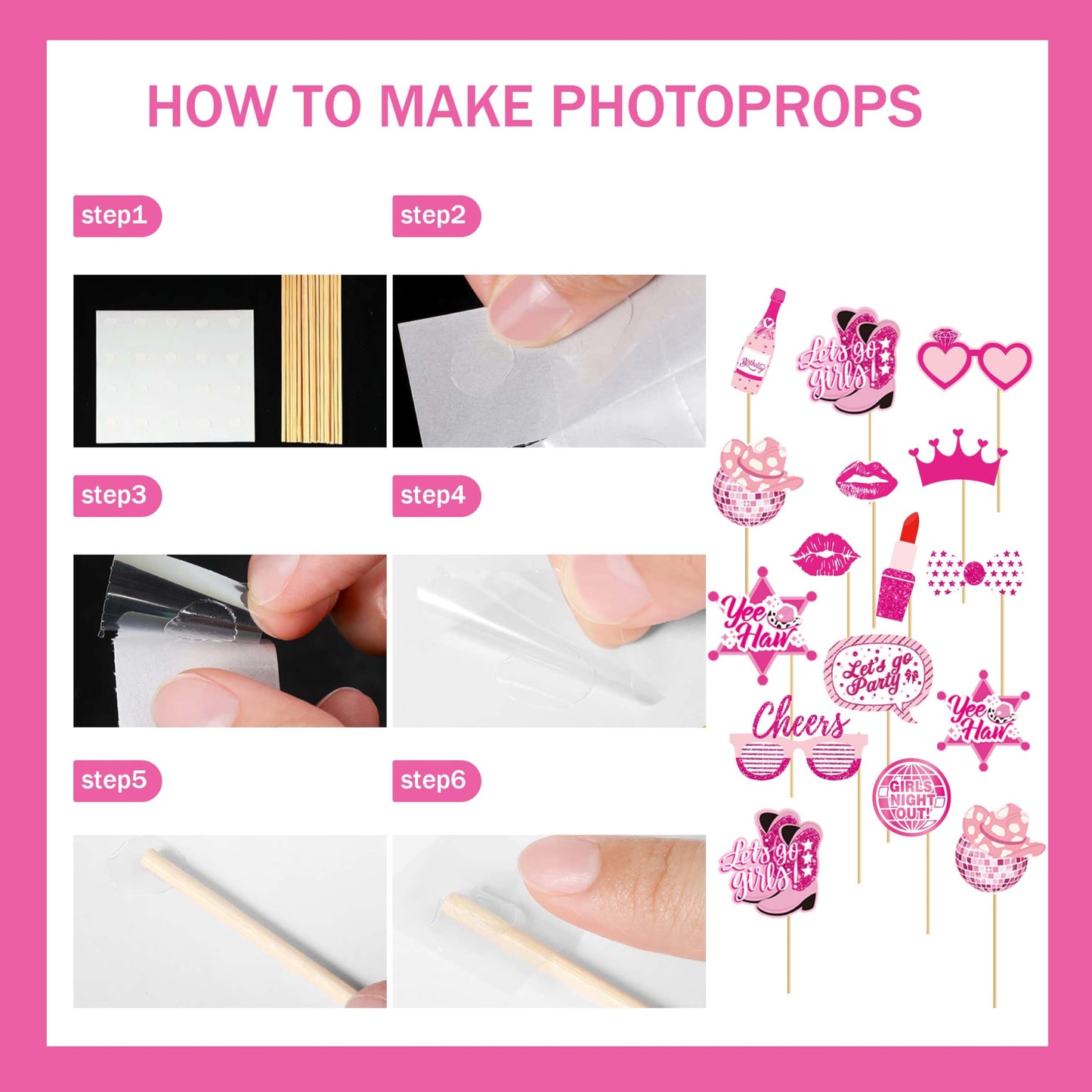 Disco Cowgirl Birthday Party Decorations Set - Photo Booth Props for Girls,Foil Balloon Pink Balloons for women Birthday Party S