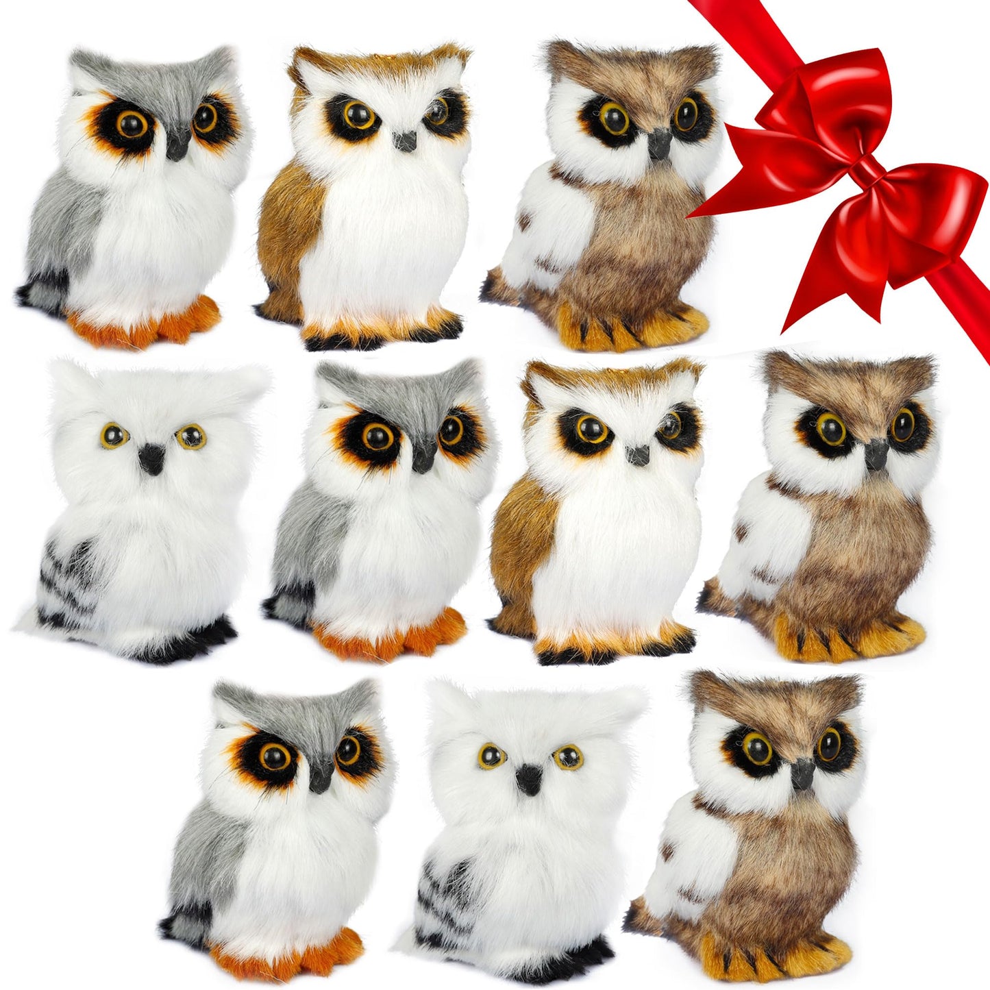 10 Pcs Owl Stuffed Animals - 3.2 Inch, Owl Plush Toys, Owl Decor For Birthday Party Presents, Treasure Box Toys For Classroom, P