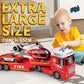 Dwi Dowellin 25.6'' Semi Truck Toy with Racing Car and Helicopter for Kids Toddlers - Fire Toys,Birthday Gifts for Boy Toddler C