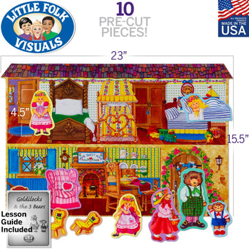 Little Folk Visuals Goldilocks & The Three Bears Felt Board Figures Set, 10 Pieces, Multicolor, Model LFV22011
