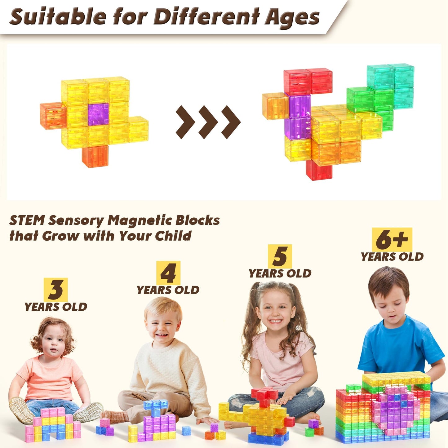 Apluses 45Pcs Magnetic Blocks - Transparent Magnetic Cubes, Toddler Boy Toys, Magnetic Building Blocks, Sensory Autism Toys For Kids Ages 3+, Preschool Magnet Toys For 3-5 Year Old Boys And Girls