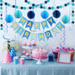 Blue Birthday Decorations with Happy Birthday Banner, Paper Honeycomb Balls, Circle Garland and Hanging Swirl Decorations, Birth