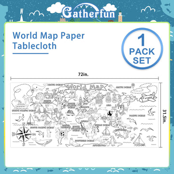 World Map Giant Coloring Poster - 31.5X 72 Inches - Versatile Classroom Wall D  Cor & Birthday Activity - World Map Poster Or Ta