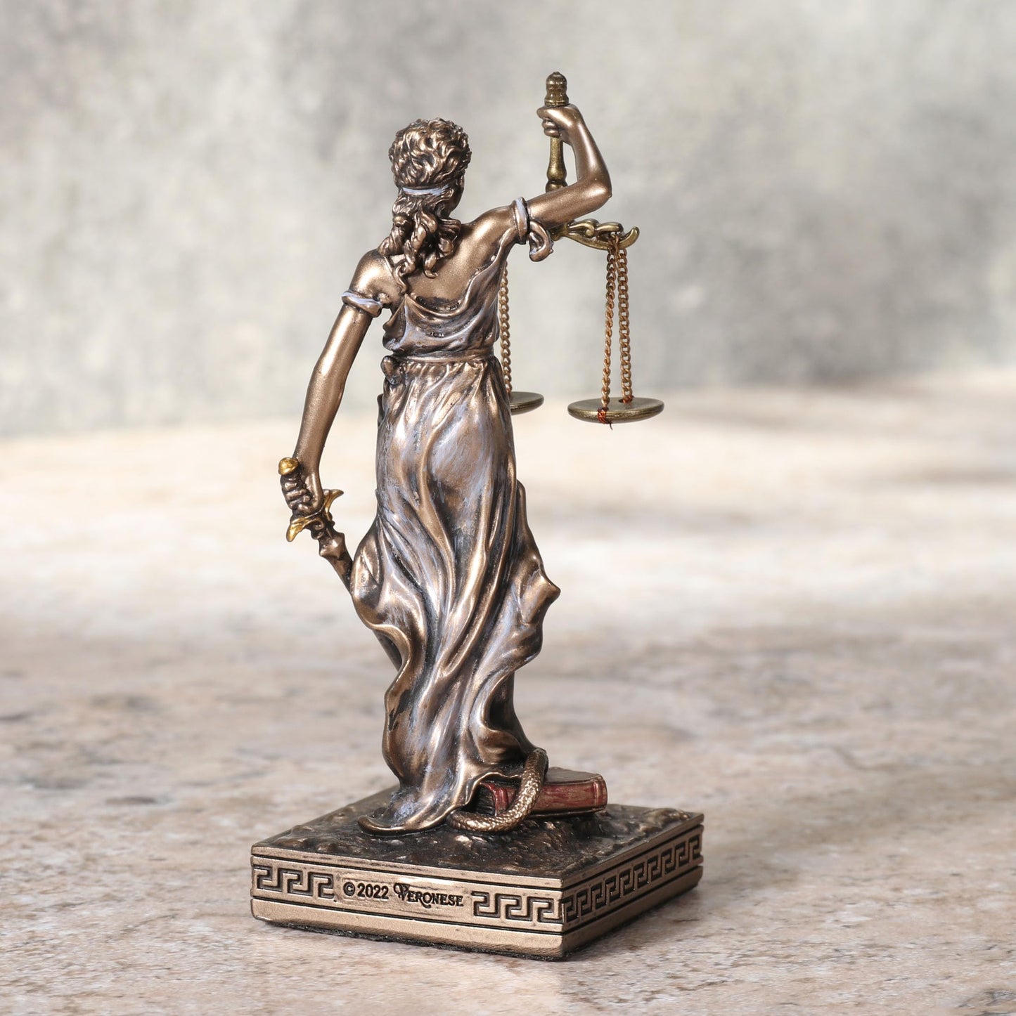 Veronese Design Lady Justice Miniature Figurine, 4 Inch Resin, Hand Painted, Bronze, Model WU78056AP