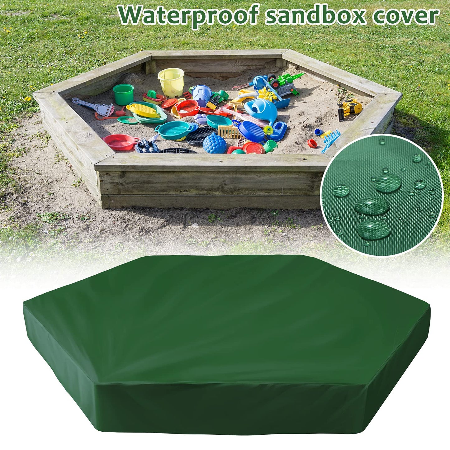 Mikimiqi Sandbox Cover, Hexagon Sandbox Sandpit Cover With Drawstring Waterproof Sandbox Pool Cover Oxford Protective Cover For