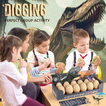 Dinosaur Eggs Dig Kit - Dinosaur Toys For Kids 5-7, Dinosaur Eggs Excavation Kit With 12 Dinosaurs Inside, Fossil Dino Toy, Dinosaur Gifts For Boys Girls 6 And Up Year Old Birthday Easter Gifts