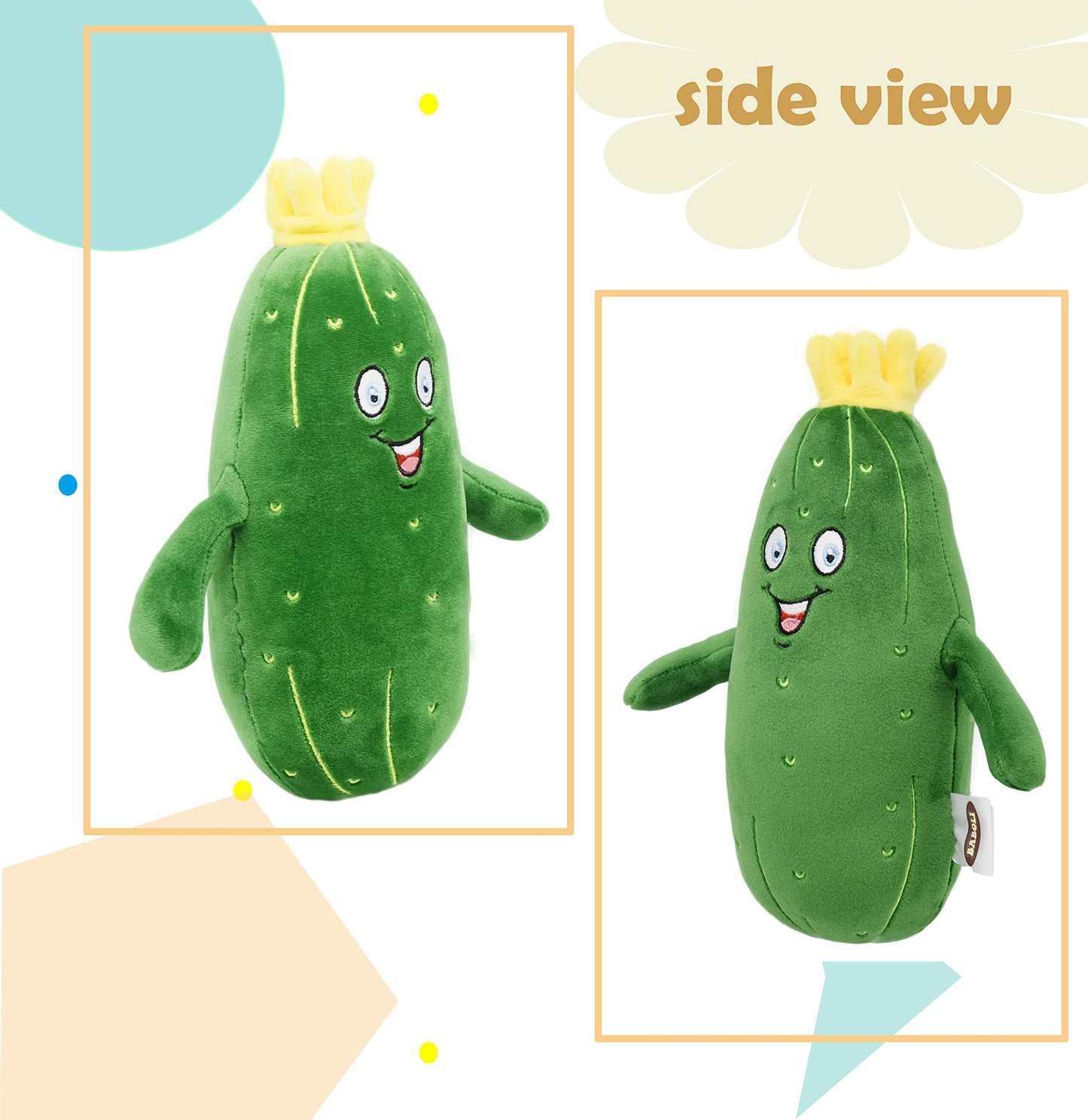 Baboli Adorable Pickle Stuffed Animal Cucumber Plush Plant With Smile Face And Yellow Corolla Pretty Cute Plushie Toy Gift For Any Pickle Lover 9 Inches (Smiling-S)