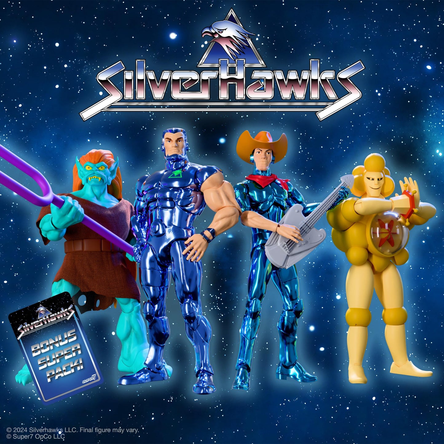 Super7 ULTIMATES! SilverHawks Steelwill (VAC Metal Toy Version) - 7 SilverHawks Action Figure with Accessories Classic Cartoon Collectibles