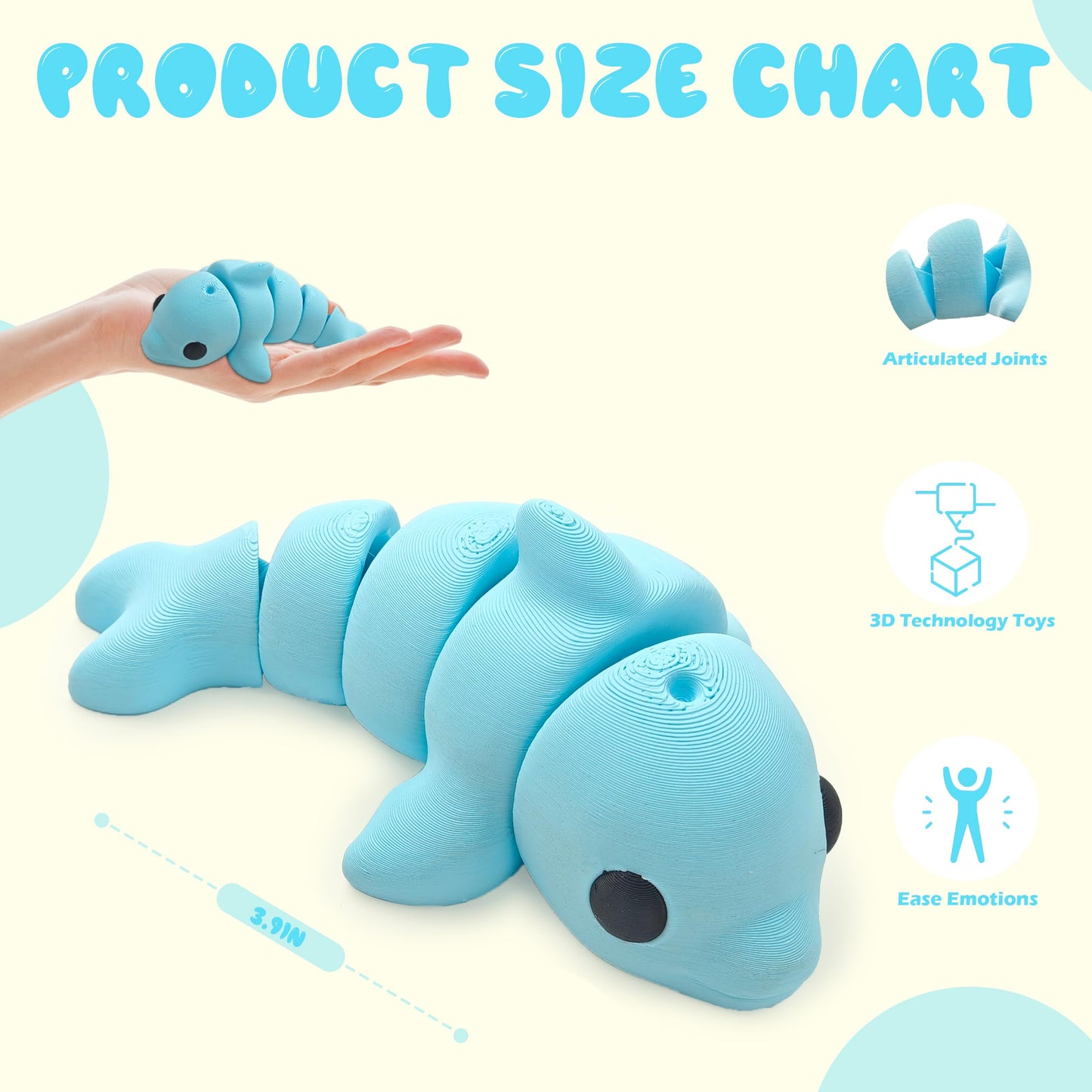 12In 3D Printed Dragon Easter Basket Stuffers, 3D Printed Animal Collection, Sensory Stress Relief Toys for Kids, Collectors, De