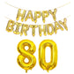 SHUNTAI 80th Birthday Decorations - Jumbo Gold Foil Number 80 Balloons & Happy Birthday Banner for Men Women Party Events