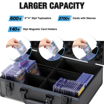 Tcguard Toploader Storage Box For 3''*4'' 35Pt Toploaders, Waterproof, Anti-Skid, Card Storage Box With Dividers, Fits Trading C