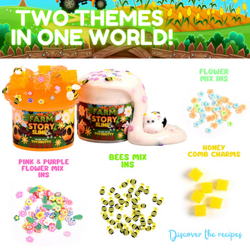 Finoclay 2 Slime Pack Clear Crystal Slime & Milky Slime Kit For Girls Boys, Create With Kids Farm Theme, Premade Slime Making Ki