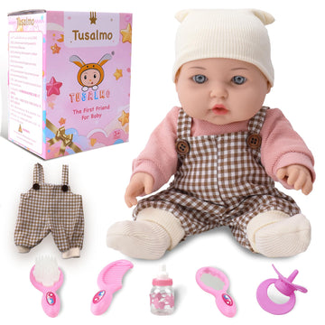 Tusalmo Baby Doll For 3 Year Old Girls & Boys, 12'' Soft Body Toddler Doll With Clothes Accessories, Birthday Gift Box Toys