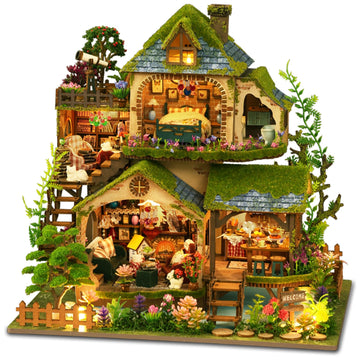 Lannso DIY Dollhouse Miniature Kit  Doll House Kit  Mini Handmade Wooden Dollhouse Toys for mature-themed Gift (EA002)