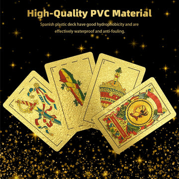 Spanish Playing Cards, Original Spanish Cards, Briscas Cards Puerto Rico, Original Spanish Deck Of Cards, Mexican Playing Cards [Luxury Gold Foil Classic] [Pvc Waterproof] (2 Pack)
