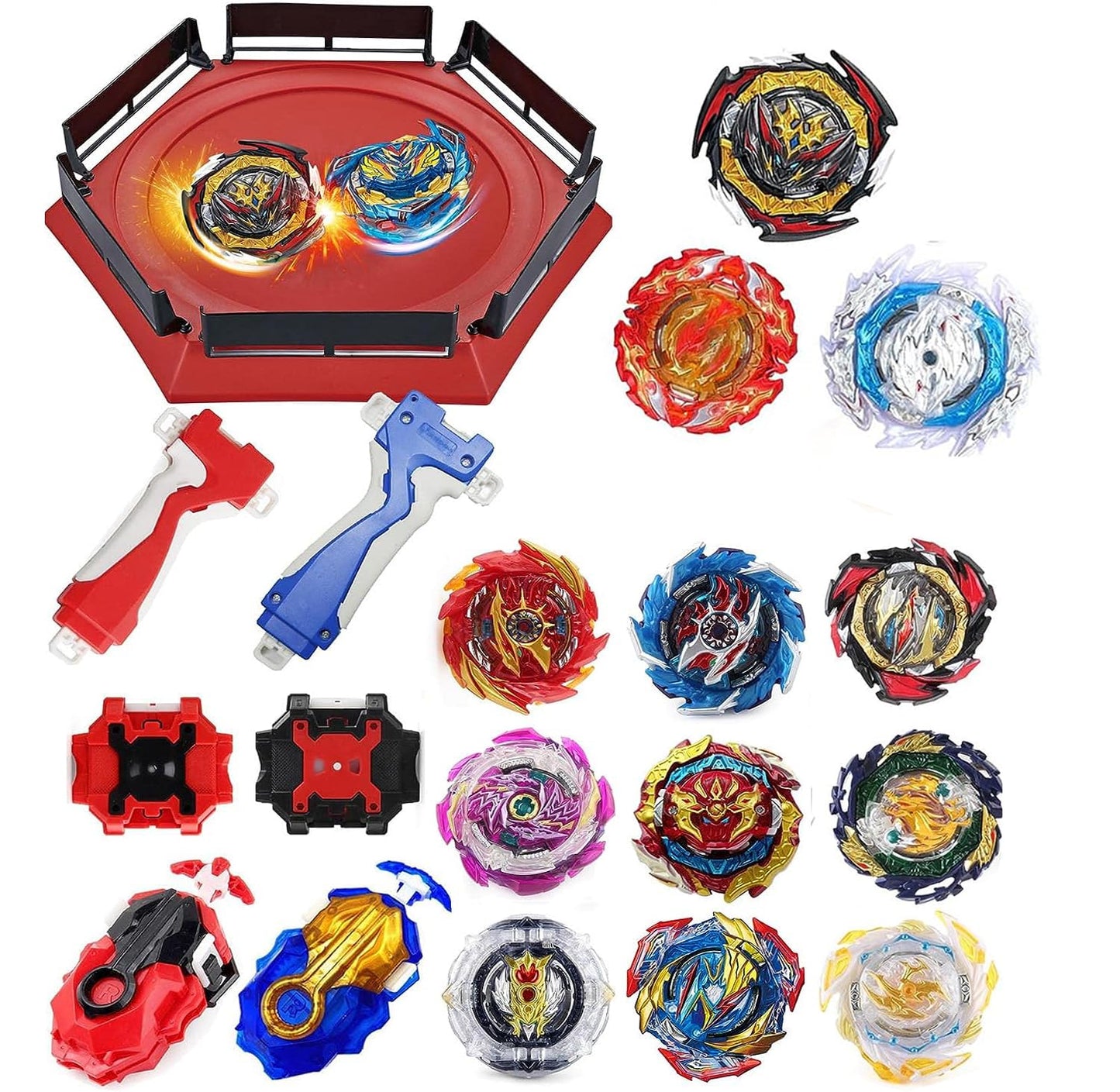 ASVEXKW Bey Battling Top Burst cutting edge Toy Great Birthday Gift Present for Children Kids Boys Ages 6 8 10 12+ Combat Battling Game Set 12 Spinning with 1 Battling Top Stadium 4 Launchers