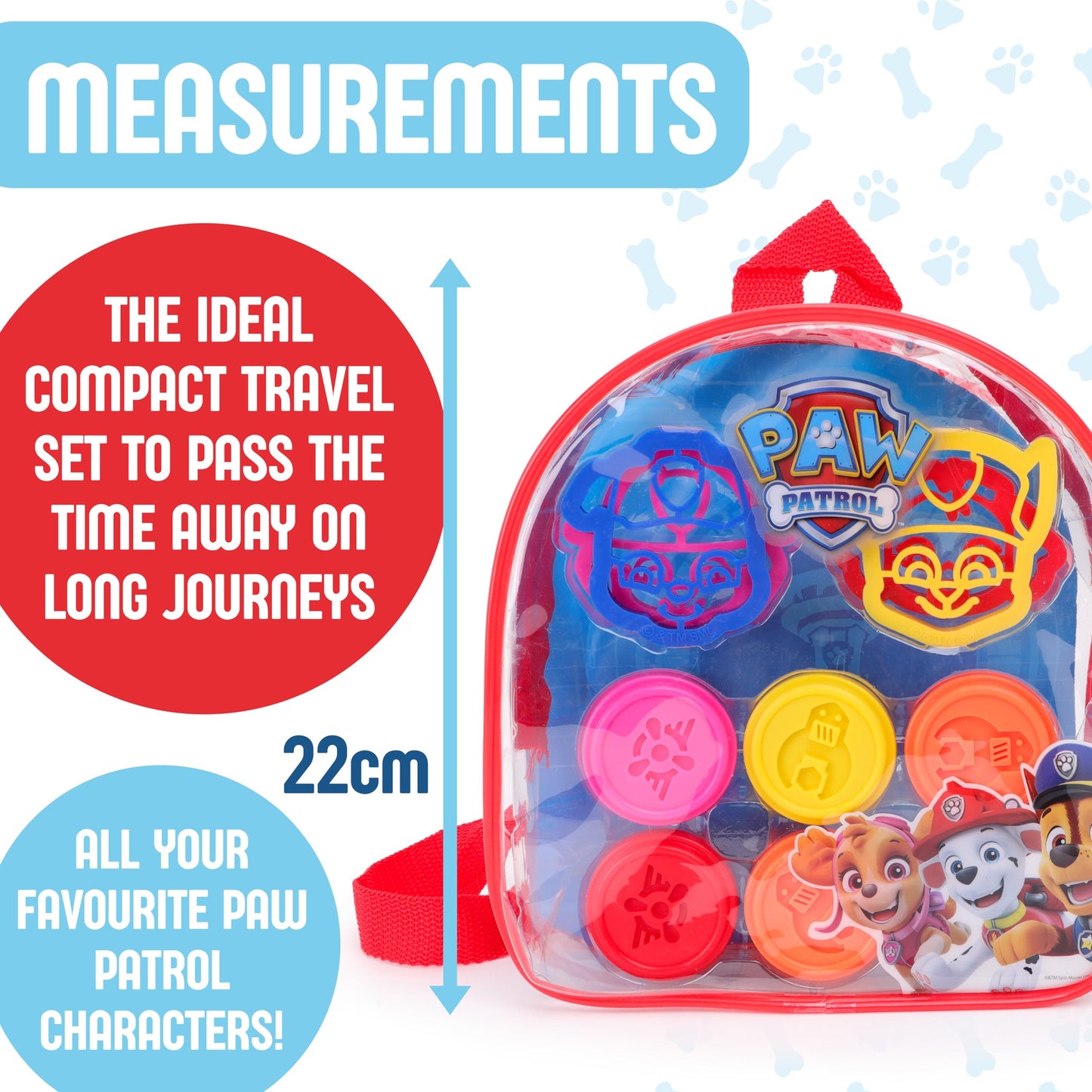 Toyland Paw Patrol Kids Dough Backpack Set - 5 Tubs of Dough & 4 Cutters Included - Paw Patrol Toys