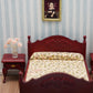Miniature Furniture Dollhouse Wooden Fabric Bed With Mattress & Pillow 1 12 Scale Furniture Dollhouse Decoration Accessories (Red)