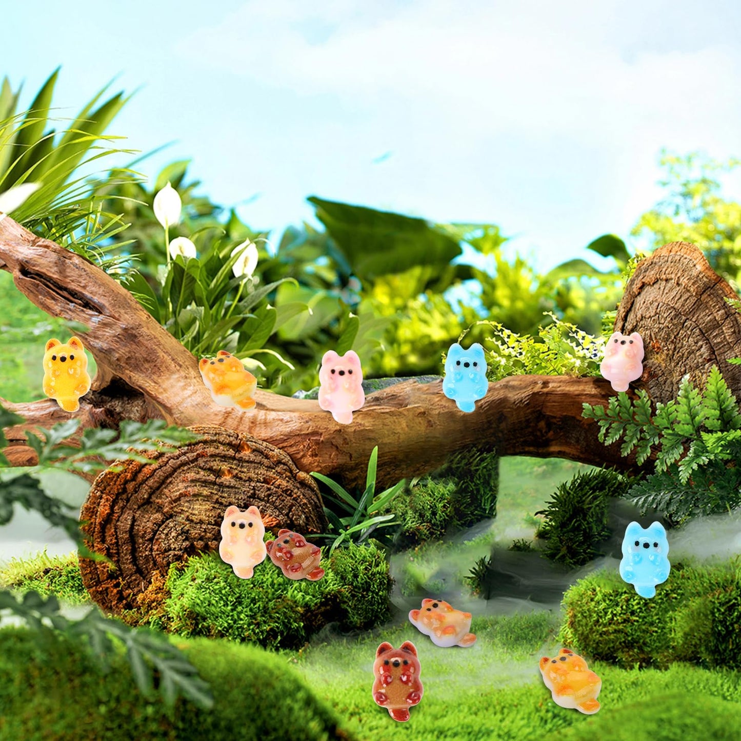 100 Pieces Colorful Tiny Dogs for Dollhouse Miniatures Resin Animals for Crafts Tiny Animals for Fairy Garden Micro Landscaping