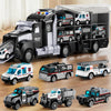 NIPLOOOW Police Trucks Toy Set with Play Mat, Carrier Truck Play Vehicles Set for 3 4 5 6 Years Old Boys Kids, Die-Cast Car Toy