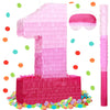 Sratte Number Piñata Number Birthday Piñata Decorations Gradient Pink Piñata With Stick Blindfold Confetti For Girls Boys Birthday Anniversary Party Decorations Supplies(Number 1)