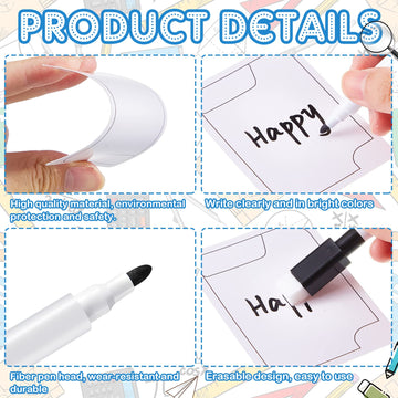 50 Pieces Multifunctional Tokens Reusable Cards Erasable Index Cards Dry Erase Cards White Blank Flash Cards With 5 Pcs Black Ma