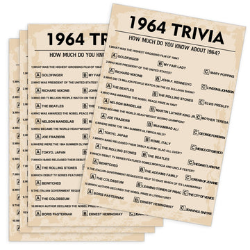 60Th Birthday Party Games, 1964 Trivia Games, Birthday Party Supplies For Adults, Fun 1964S Party Game,Pack Of 30 Cards