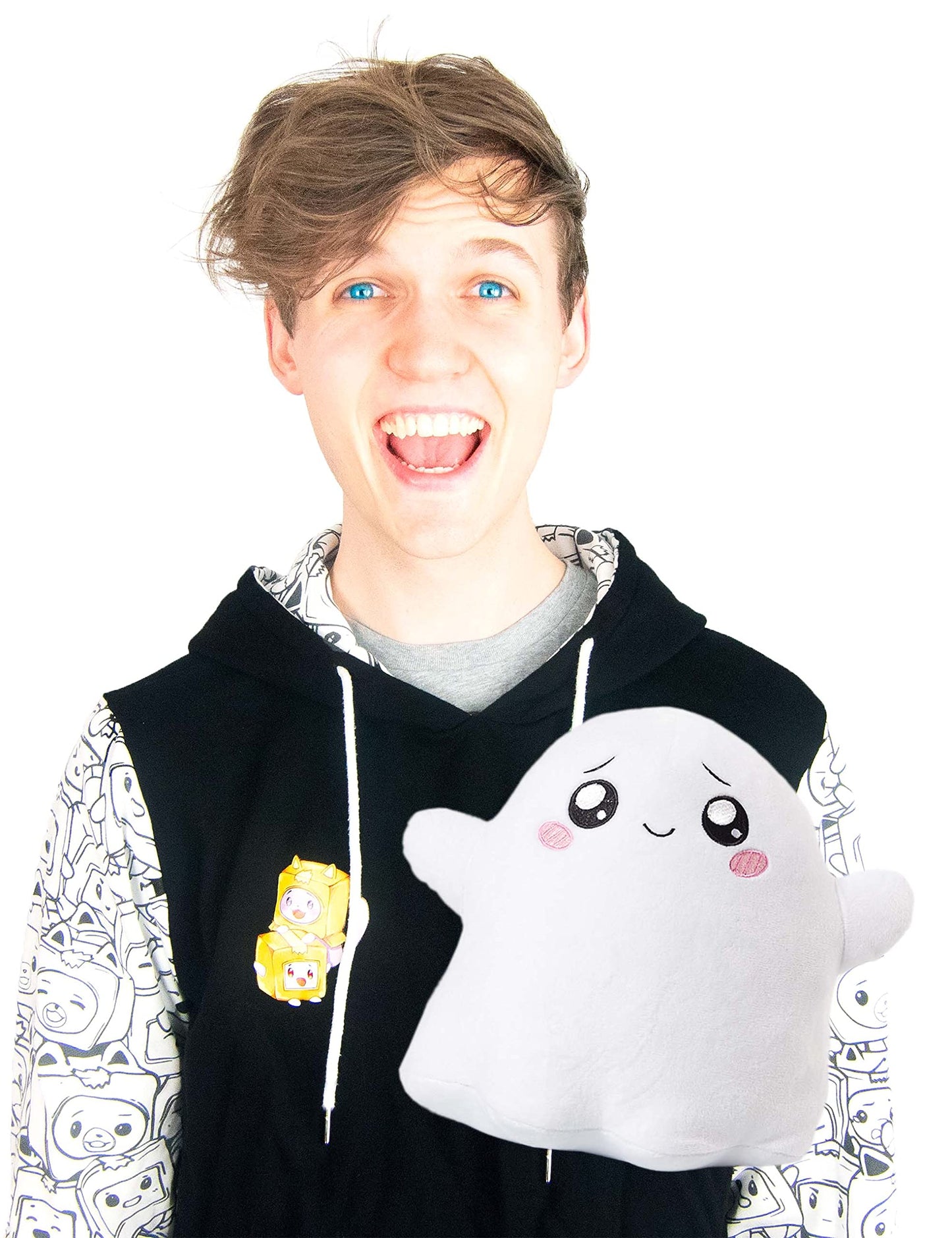 Lankybox Official Merch - Glow In The Dark Ghosty® Plush Toy - Ghosty Plush Toy - Mystery Ghost Lanky Box Plushy - Cute Plushies For Kids - Official Store