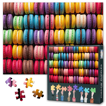 mature-themed Puzzles 1000 Pieces - Vibrant Macaroons & Dessert Art  Jigsaw Puzzle for mature-themeds with Sweet  Design  1000-Piece Puzzle Board - 27.5x19.7 in