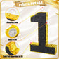 PCFING 20 Inch Number 1 Piata Gold Black with 30 Inch Piata Stick Blindfold Confetti for Man Women Kids Birthday Party Decoratio