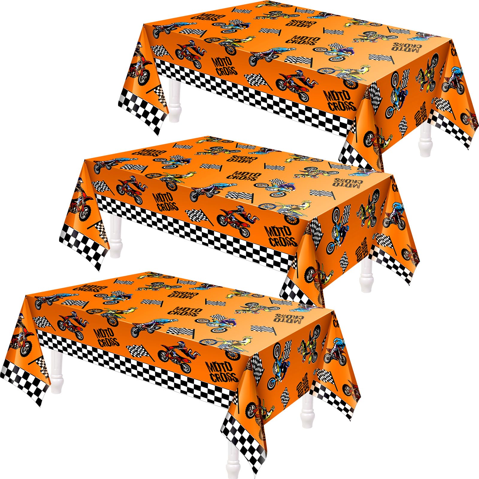 Patelai Dirt Bike Birthday Party Decorations Tablecloths Motorcycle Dirt Bike Theme Table Covers Checkered Racing Baby Shower Pa