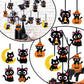 Yexiya 24 Sets Halloween Craft Kits Black Cat Crafts DIY Hanging Ornaments with Sticker and Ribbon Pumpkin Moon Corn Paper Hangi