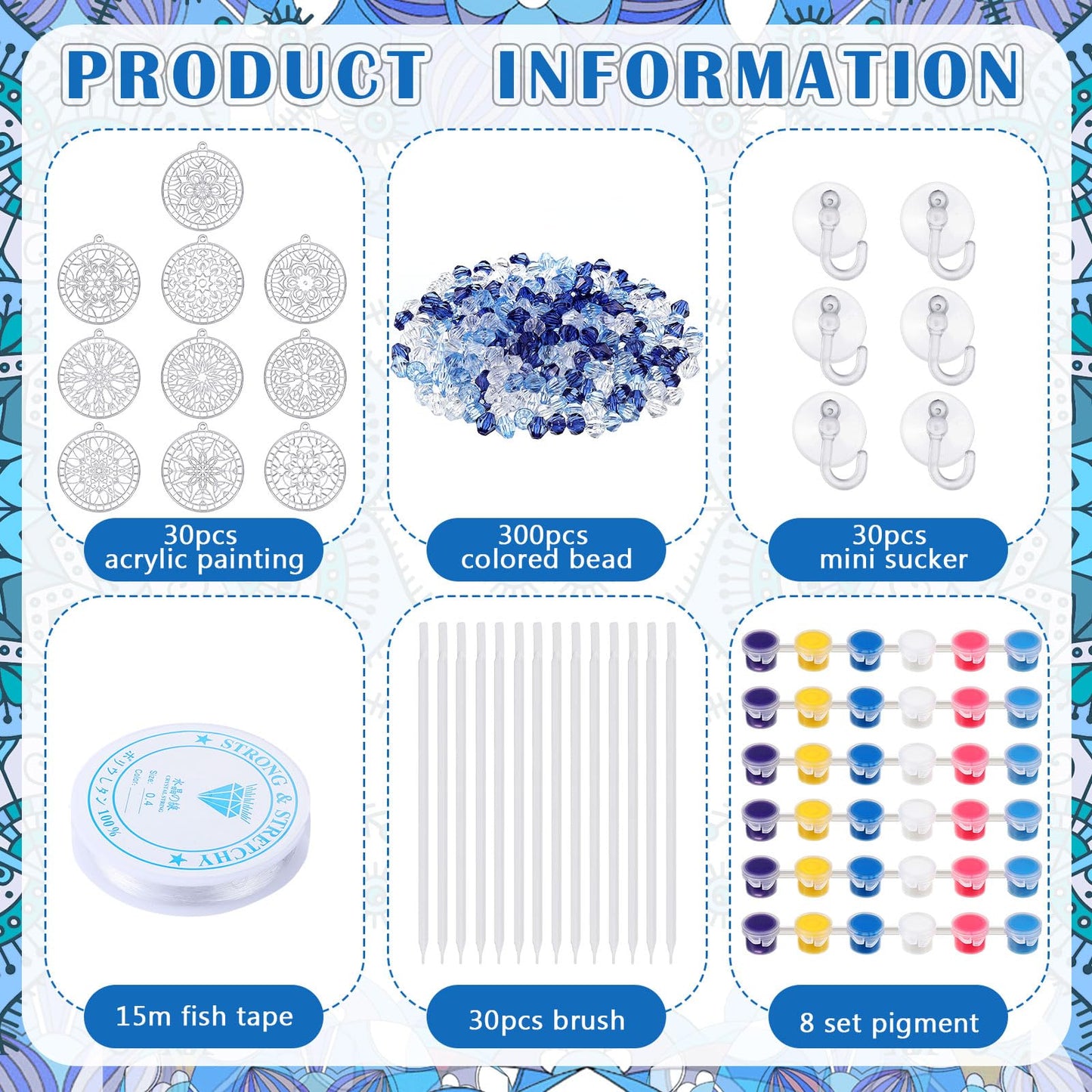 WinnerWhy DIY Winter Snowflake Suncatchers Art Kits, 30 Sets, Acrylic, 15 cm x 25 cm x 9 cm, Perfect for Classroom & Home Decor
