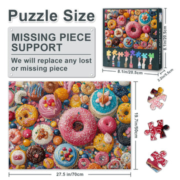 1000 Piece Dessert Jigsaw Puzzle for mature-themeds - Colorful Donut & Sweet  Art with enhanced Puzzle Board  Challenging Foodie Theme Puzzles for mature-themeds  27.5x19.7 Inches