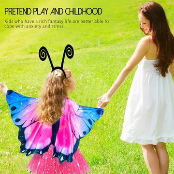 Irolewin Toddlers Kids Butterfly-Wings-Costume For Girls Halloween Costumes Fairy Butterfly Cape Rainbow Tutu Headband