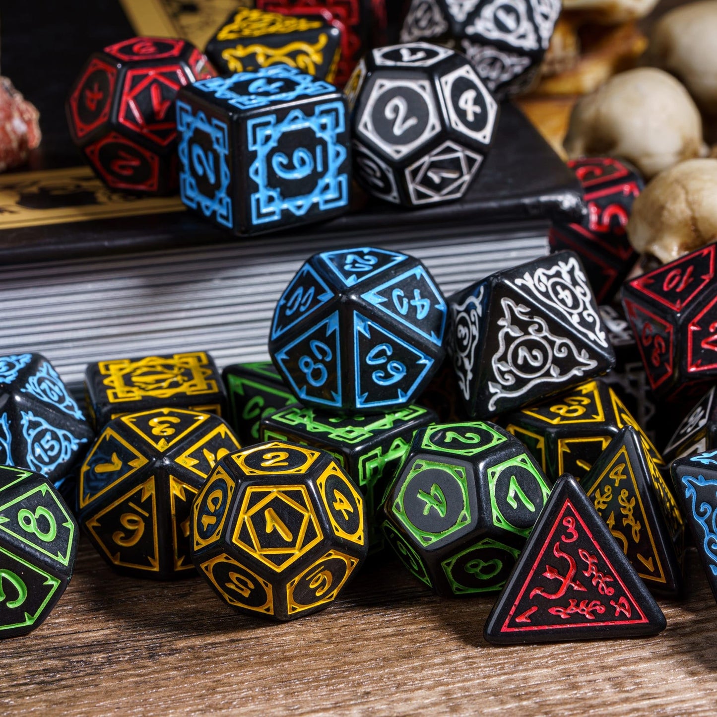 Haxtec Gemstone Dnd Dice With Premiun Dnd Dice Case Rainbow Glass D&D Dice Dungeons And Dragons Ttrpg Gift