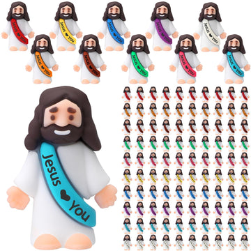Bememo 100 Pcs Mini Jesus Figures Jesus Loves You Original Design Jesus Toys Little Jesus Figures To Hide And Seek Sunday School