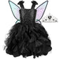 Soyoekbt Fairy Costume for Girls Princess Tutu Dress with Butterfly Wings for Girls Birthday Party Dress Up (Black, 7-8 Years)