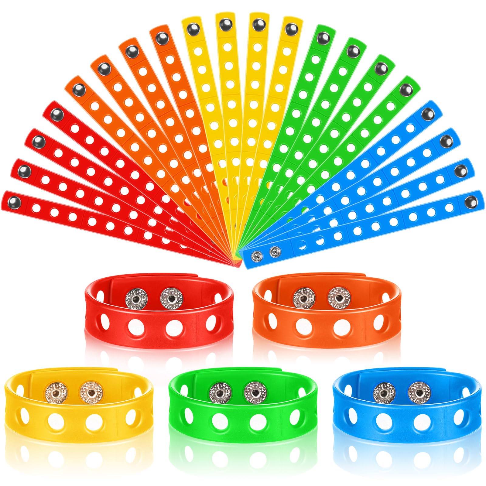 Aoriher 20 Pieces Silicone Charm Bracelets Kids Operation Christmas Silicone Wristband Gift Adjustable Rubber Bracelet with Hole
