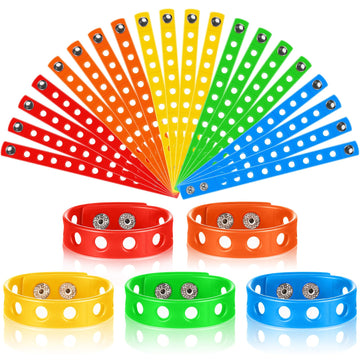 Aoriher 20 Pieces Silicone Charm Bracelets Kids Operation Christmas Silicone Wristband Gift Adjustable Rubber Bracelet with Hole