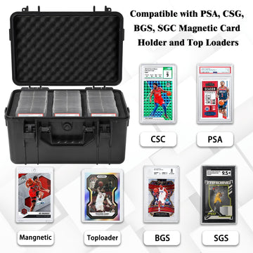 Ouutmee Graded Card Case Storage Box, Trading Card Storage Box, Waterproof Card Slab Carrying Case Compatible With 80+ Psa, Csg,