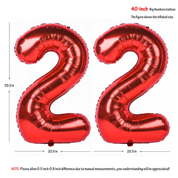 40 In Red Number Balloons Helium Foil Mylar Balloon Birthday Party Banquet Decoration Digital 22