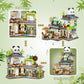 Street View Tea Shop Mini Building Blocks, Moc Creative Building Toys Cute Panda Animals Building Set For Girls 6-12, Simulation