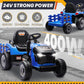 JOYRACER 24V Ride On Tractor for Kids  Electric Ride on Toys w/400W Motors  Tiltable & Detachable Trailer  Adjustable Seat  Bluetooth  Music  Remote Control Electric Tractor for Kids  Blue