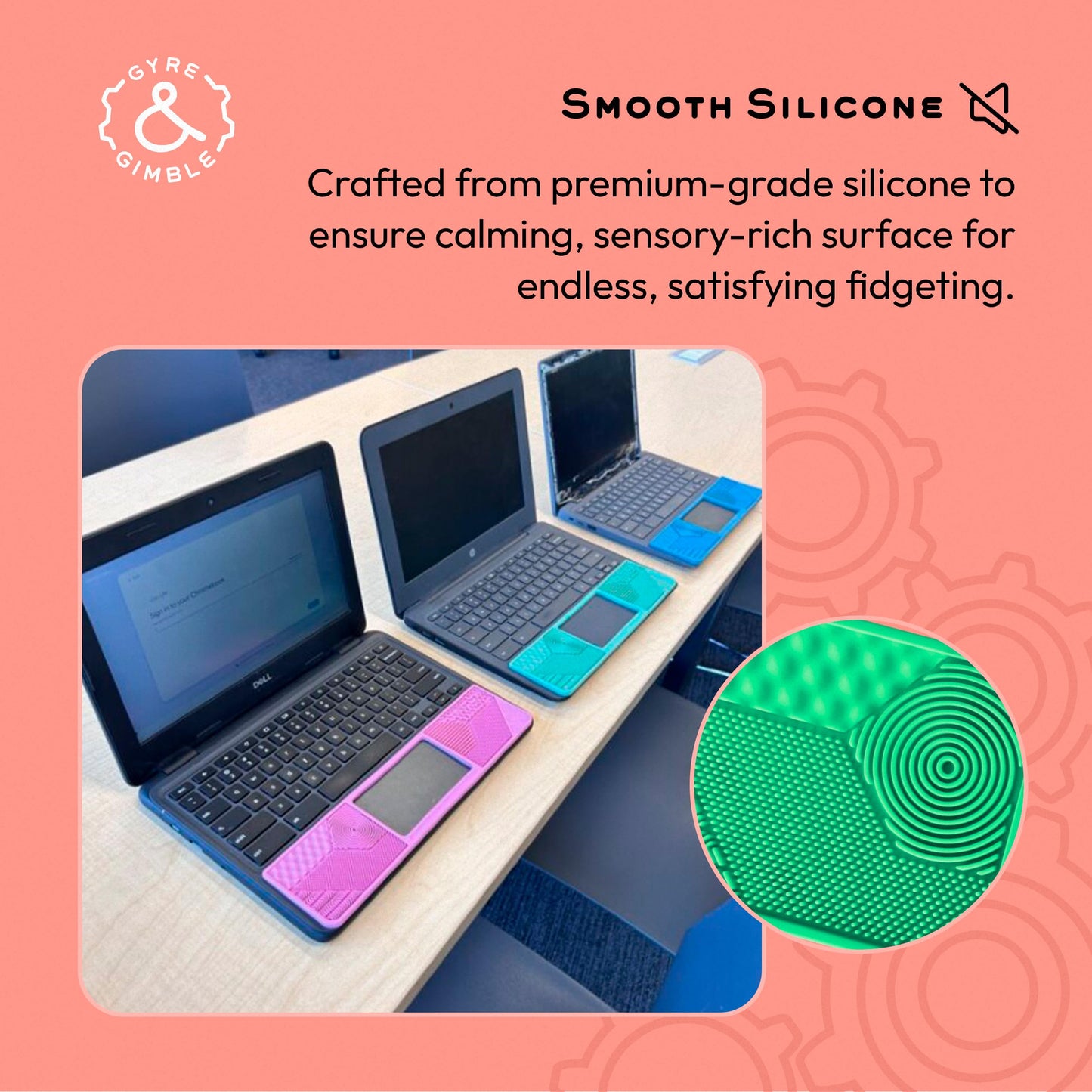 Student Chromebook? Gidget: Silicone Sensory Mat/Palm Rest Compatible With Most Student Chromebook? Models - Textured Fidget Pad