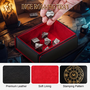 DND Dice Set, 7Pcs Metal Dice with Dice Box for Dungeons and Dragons, Polyhedral D&D Dice Set Role Playing Games, Board Games (A