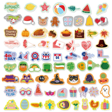 Chefan Felt Board Pieces - Holiday Seasonal Decorations, Festival Letter Board Accessories - 79 Precut Flannel Story Pieces
