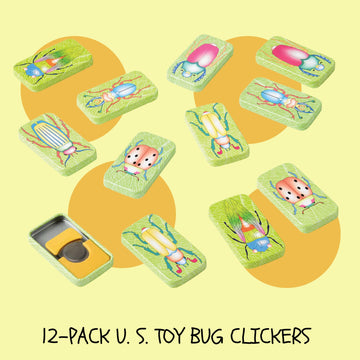 Us Toy Assorted Insect Bug Design Clicker Noise Makers (1 Dozen), Green, 1-Pack Of 12