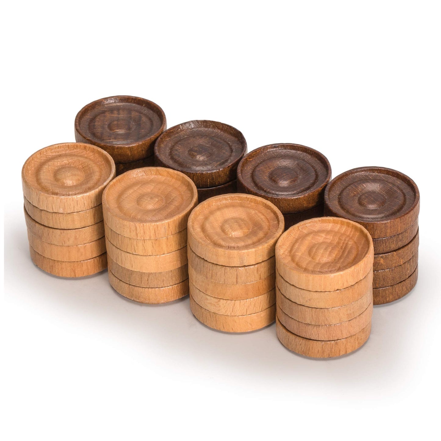 Yellow Mountain Imports Wooden Italian Style Checker Pieces, 40 Brown Pieces with Stackable Ridges and Drawstring Pouch